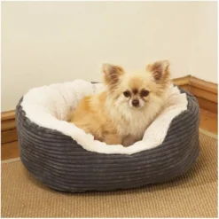 40 Winks Grey Jumbo Cord Plush Oval Dog Bed