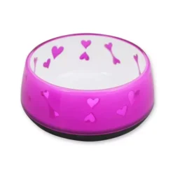 All For Paws Anti Slip Pink Hearts Dog Bowl