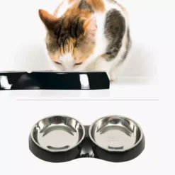 Catit Shallow Double Food Bowl Black