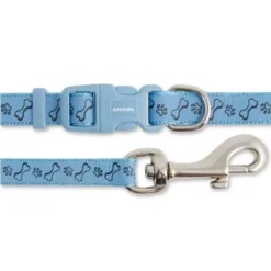 Ancol Small Bite Collar & Lead Set Reflective Paw & Bone Blue