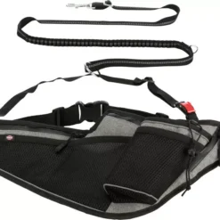Trixie Jogging Belt With Leash Grey/Black